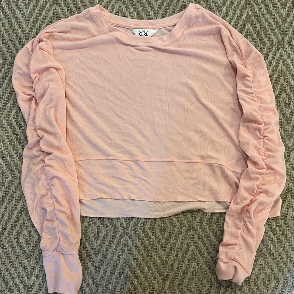 Athleta Girls Pink Ruched Long Sleeve